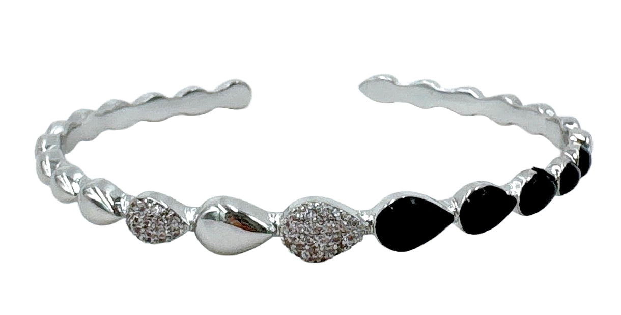 14K Gold/ White Gold Dipped Teardrop Bracelet