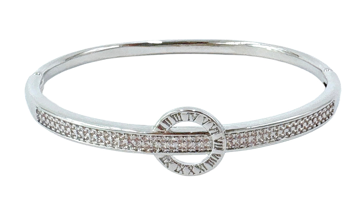 14K Gold/ White Gold Dipped Roman Dial Bangle