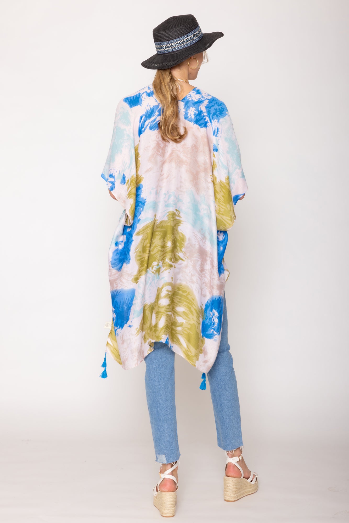 Watercolor Floral Print Kimono