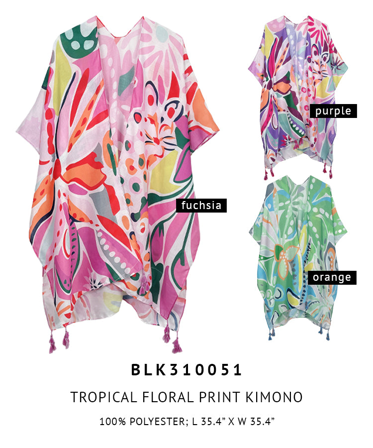 Tropical Floral Print Kimono