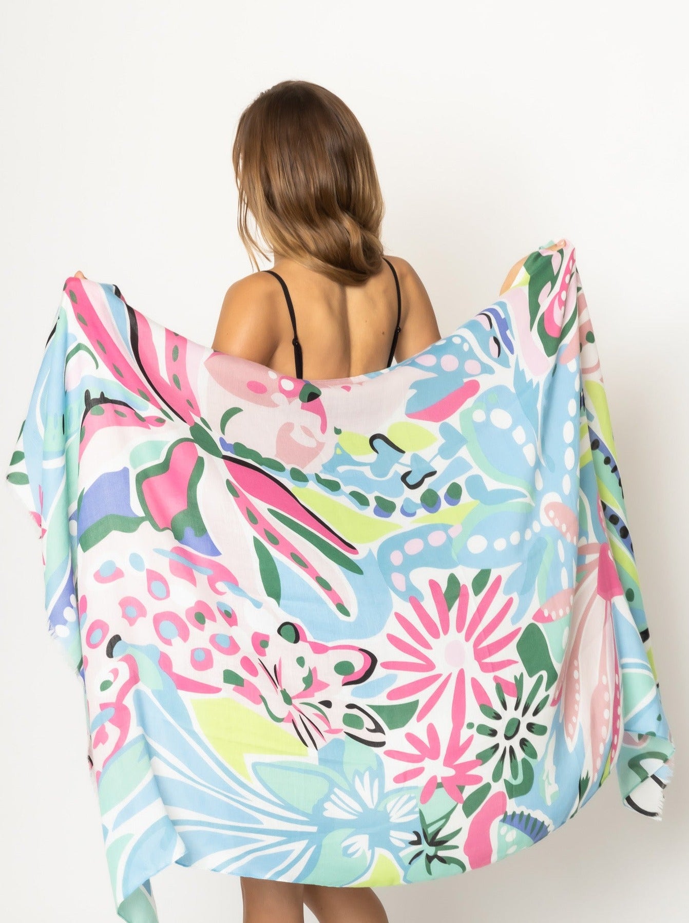 Tropical Floral Print Scarf