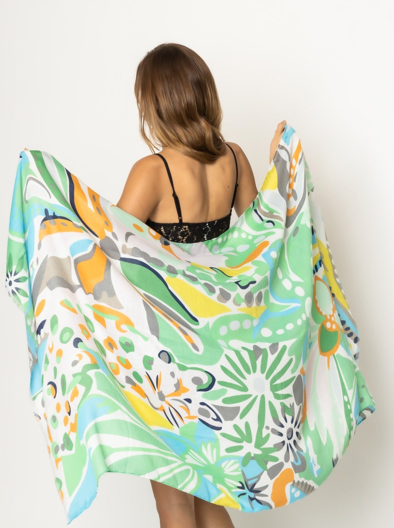 Tropical Floral Print Scarf