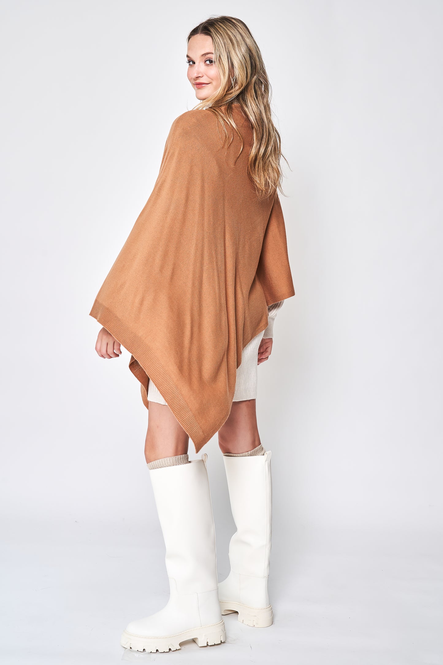 Solid Scarf Poncho