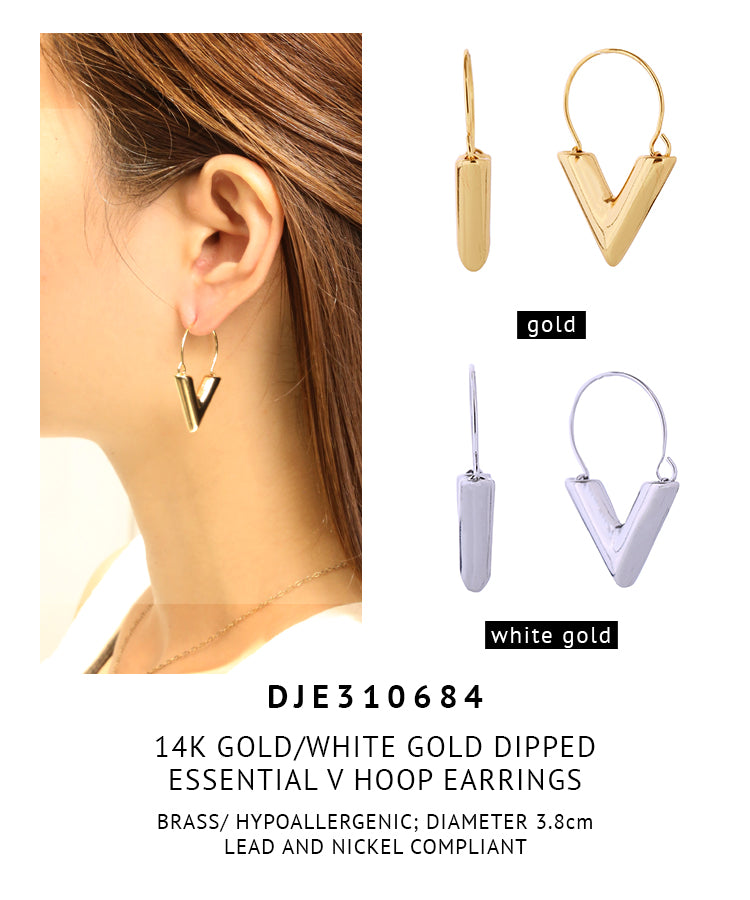 14K Gold Dipped Essential V Hoop Earrings