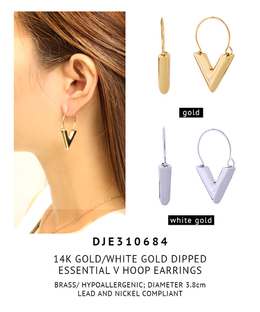 14K Gold Dipped Essential V Hoop Earrings