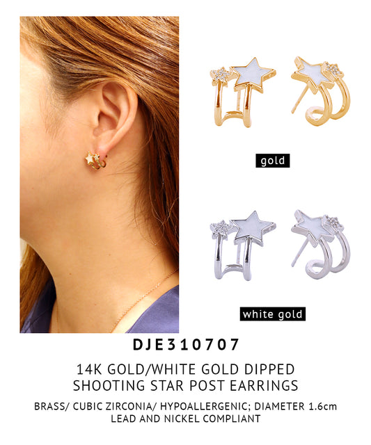 14K Gold Dipped Shooting Star Post Earrings
