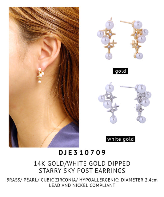 14K Gold Dipped Starry Sky Post Earrings