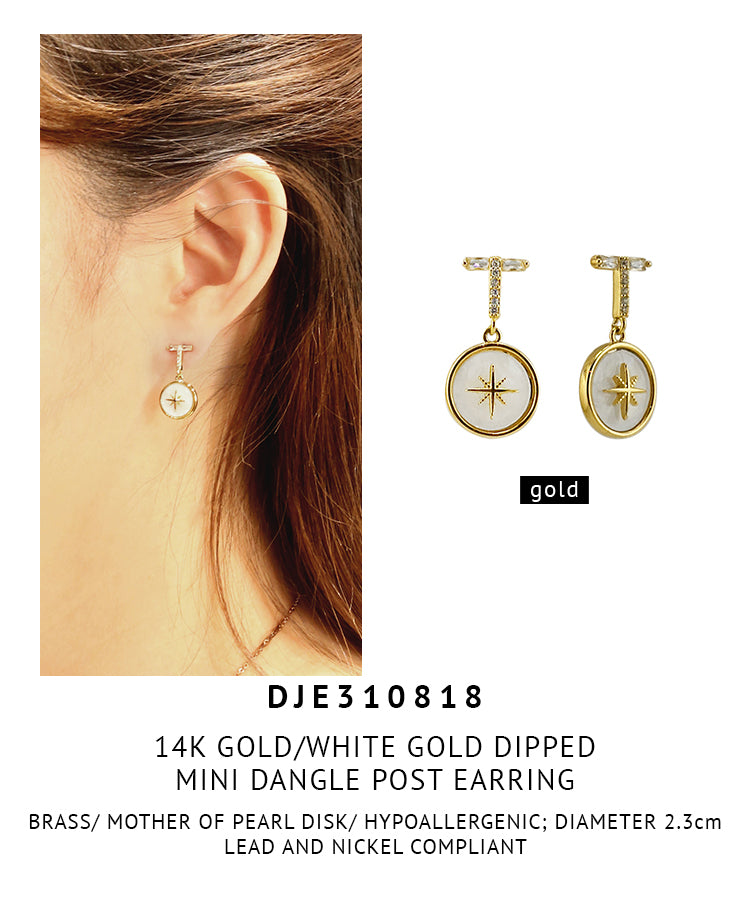 14K Gold Dipped Mini Dangle Post Earrings