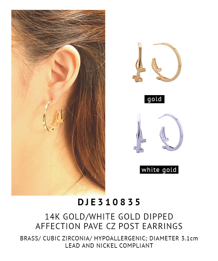 14K Gold Dipped Affection Pave CZ Post Earrings