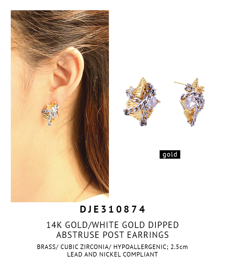 14K Gold Dipped Abstruse Post Earrings