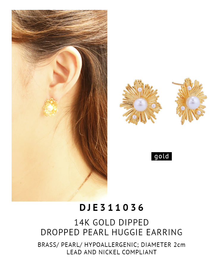 14K Gold Dipped Dropped Pearl Post Earrings