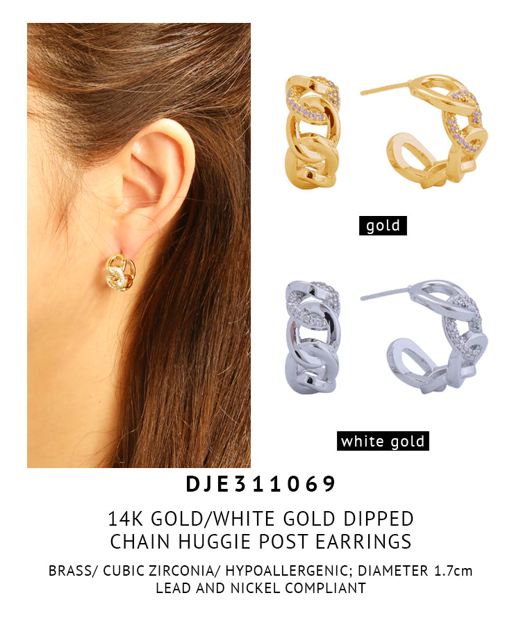 14K Gold Dipped Chain Post Earrings