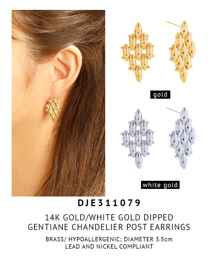 14K Gold Dipped Gentiane Chandelier Post Earrings