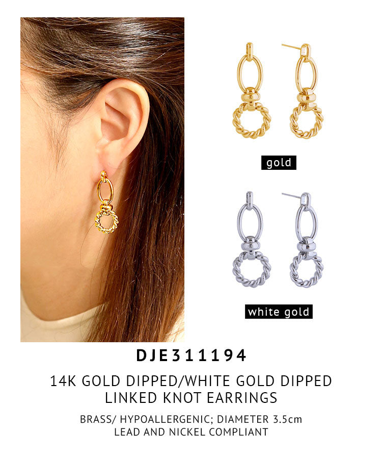 14K Gold Dipped Linked Knot Earrings
