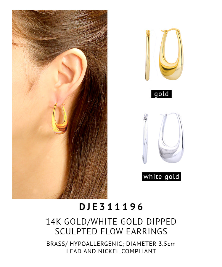 14K Gold Dipped Sculpted Flow Earrings