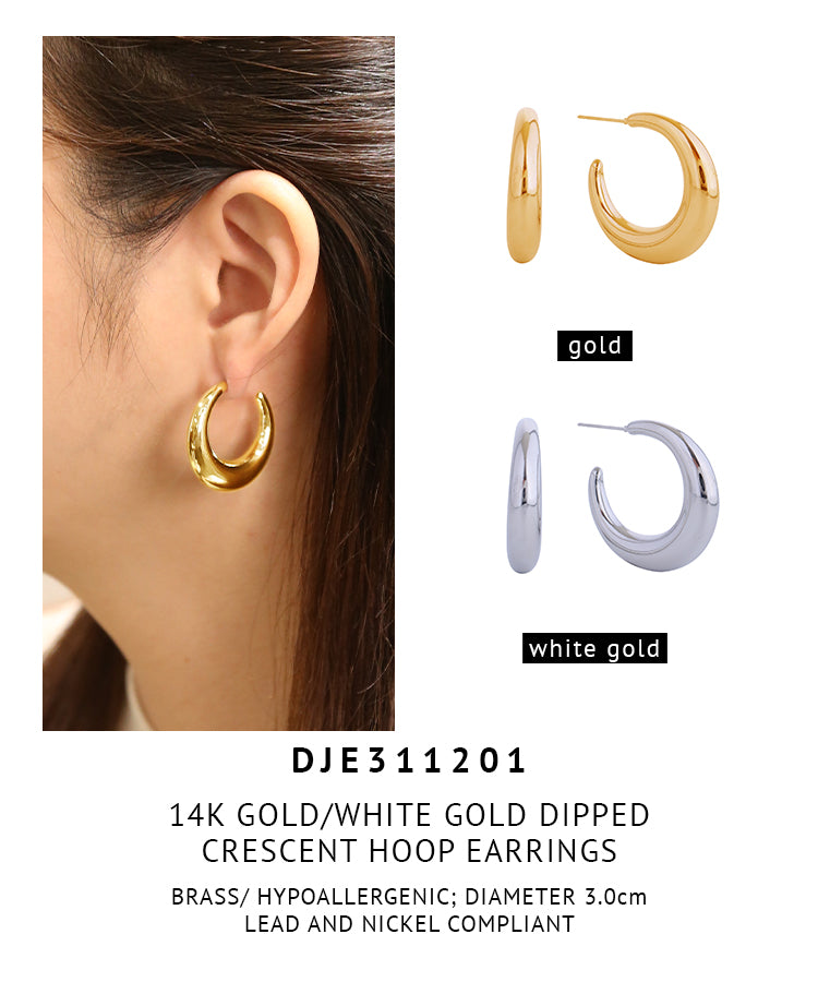 14K Gold Dipped Crescent Earrings