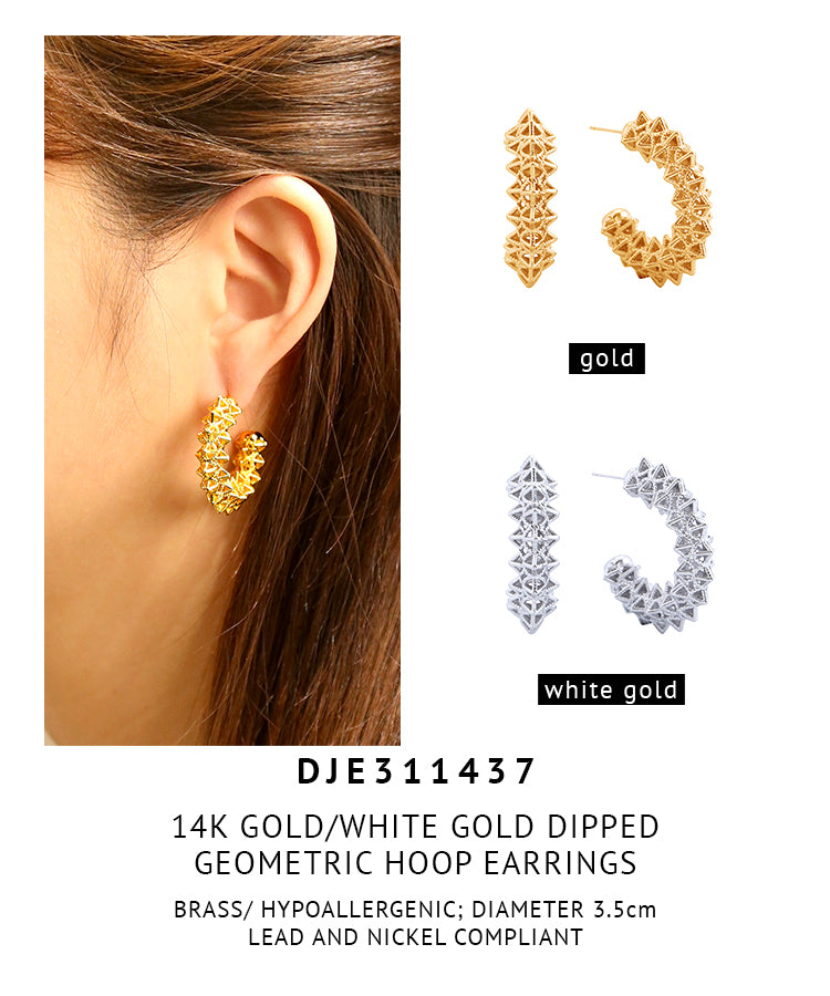 14K Gold Dipped Geometric Hoop Earrings