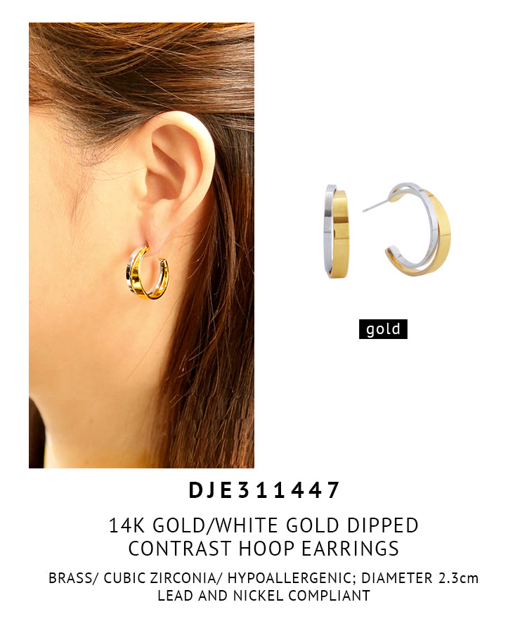 14K Gold Dipped Contrast Hoop Earrings