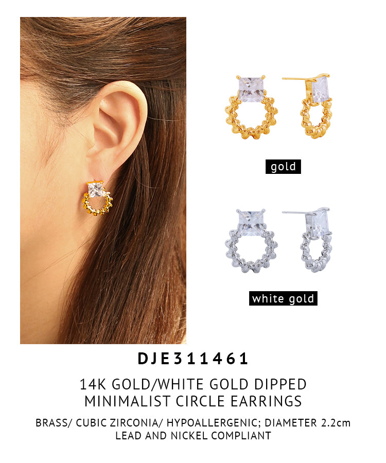 14K Gold Dipped Minimalist Circle Earrings