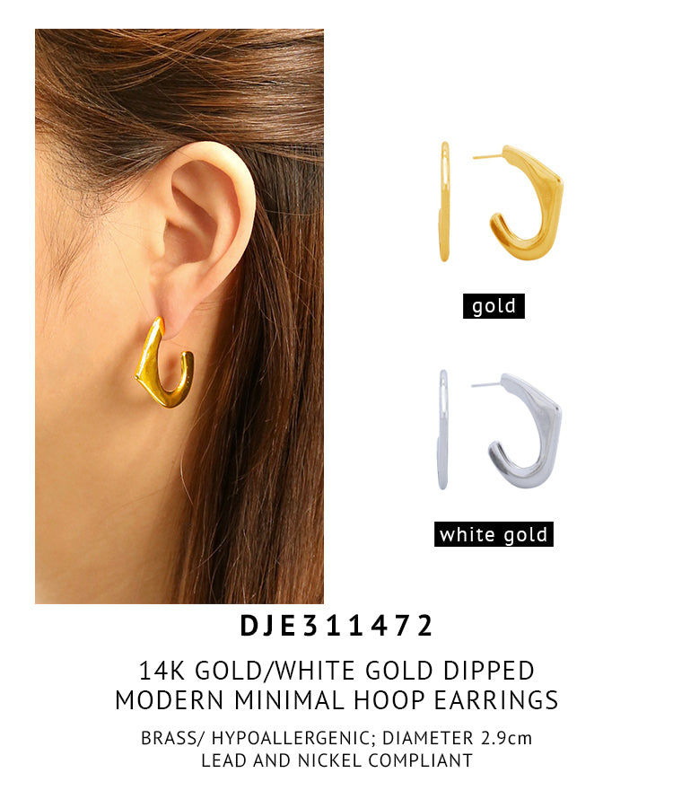 14K Gold Dipped Modern Minimal Hoop Earrings