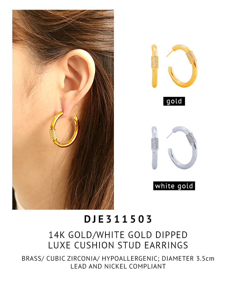 14K Gold Dipped Luxe Cushion Earrings