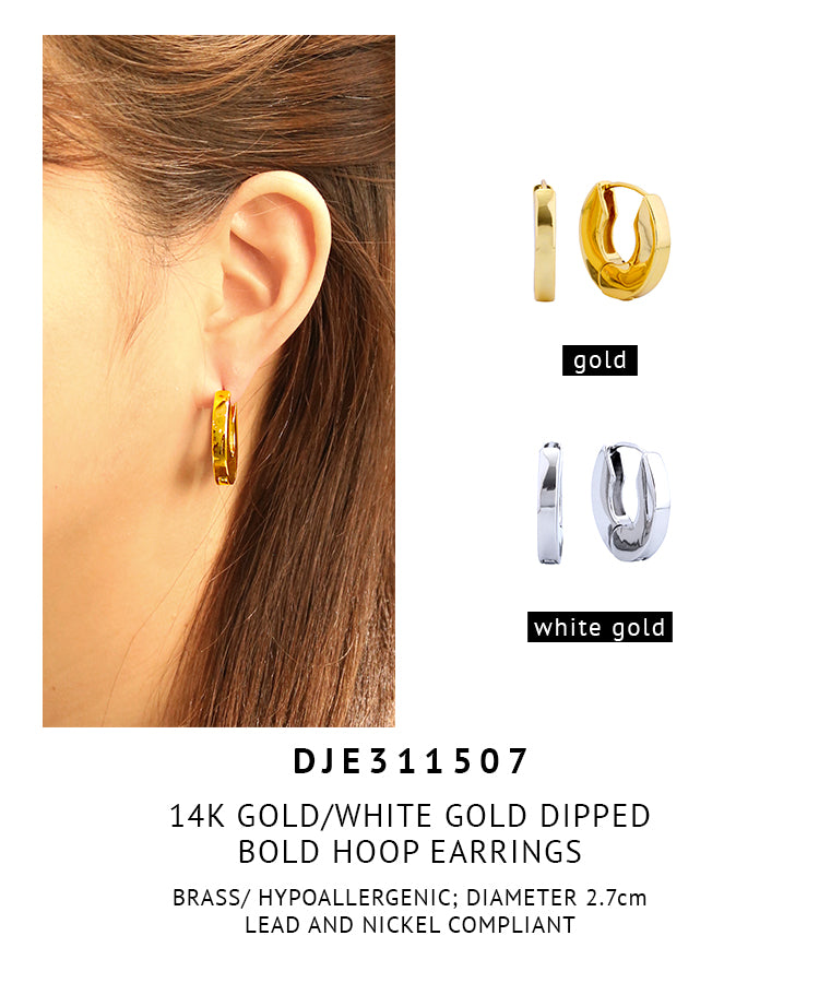 14K Gold Dipped Bold Hoop Earrings