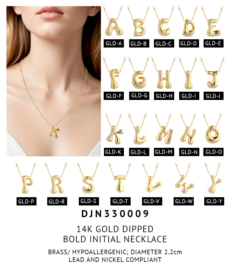 14K Gold Dipped Bold initial Necklace