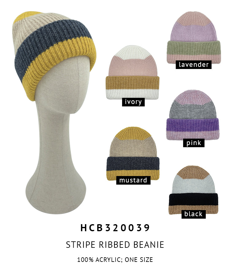 Stripe Ribbed Beanie