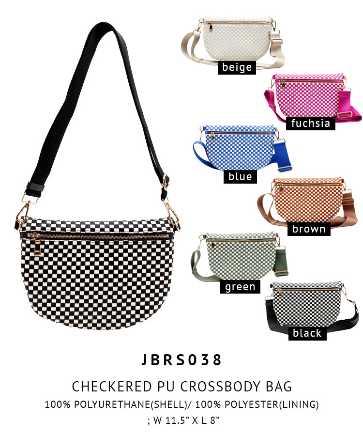 Checkered PU Crossbody Bag