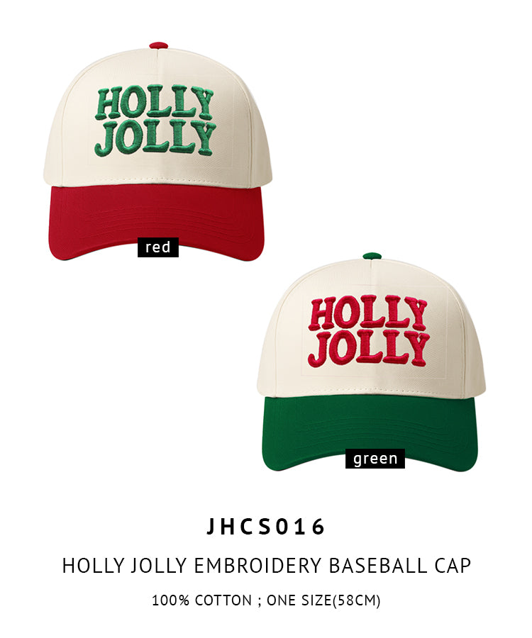 Holly Jolly Embroidery Baseball Cap
