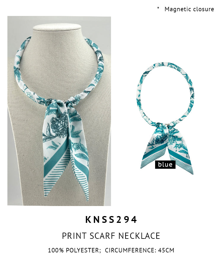 Magnetic Closure Print Scarf Necklace