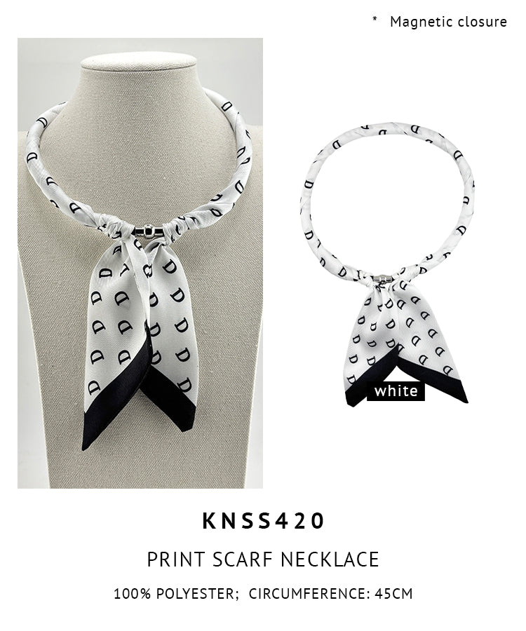 Magnetic Closure Print Scarf Necklace