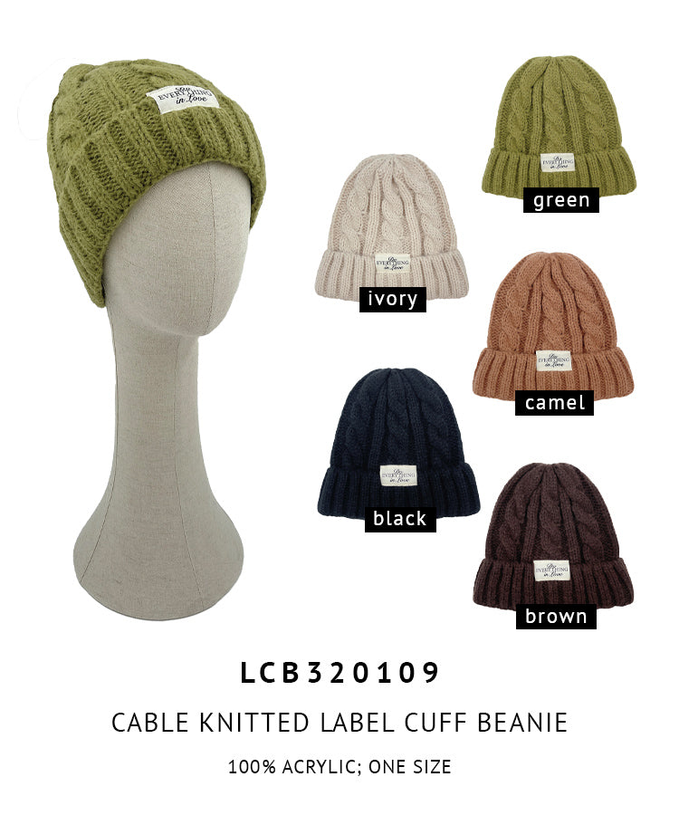 Cable Knit Patch Beanie