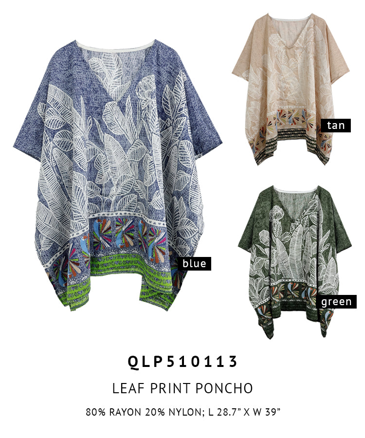 Leaf Print Poncho