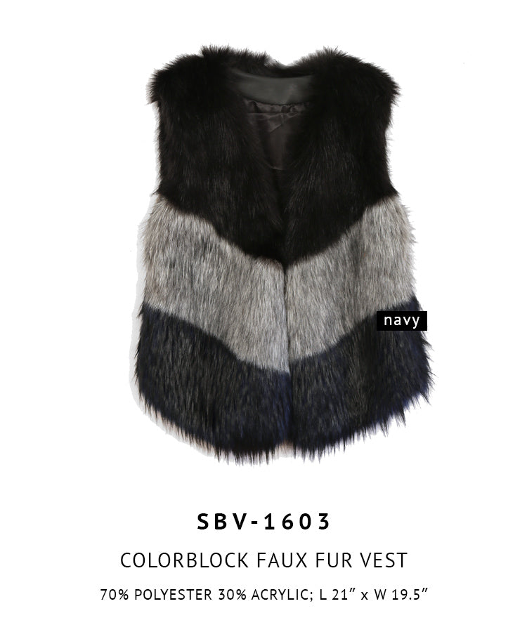 Colorblock Faux Fur Vest