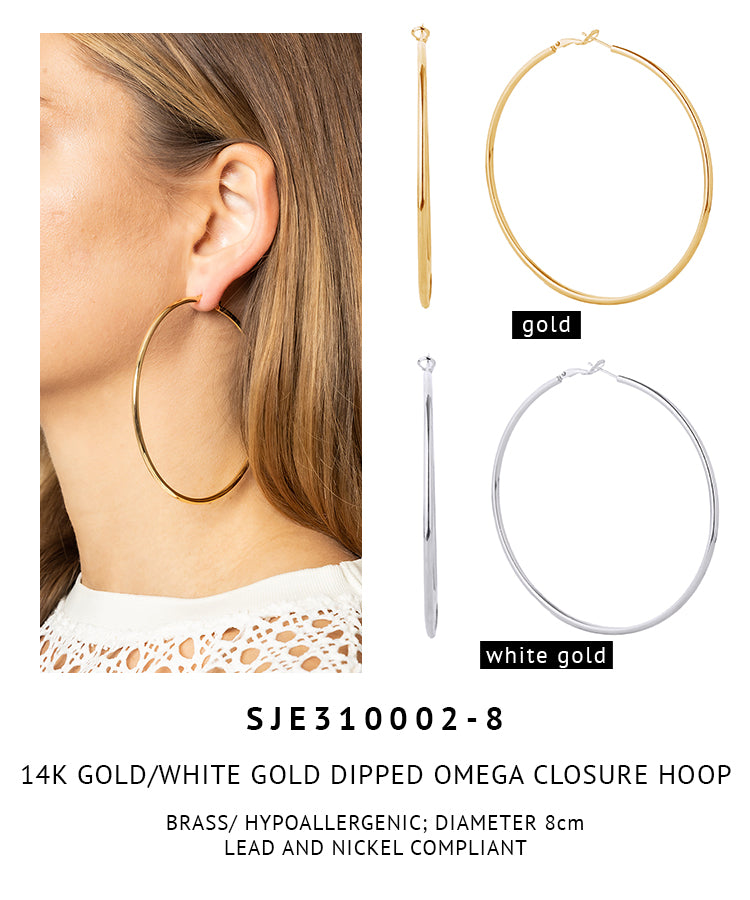 14K Gold Dipped Pin Catch Hoop