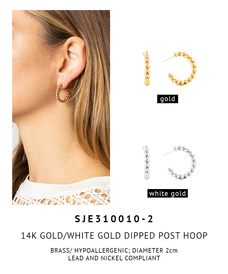 14K Gold Dipped Post Hoop