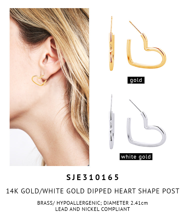 14K Gold Dipped Heart Shaped Earrings