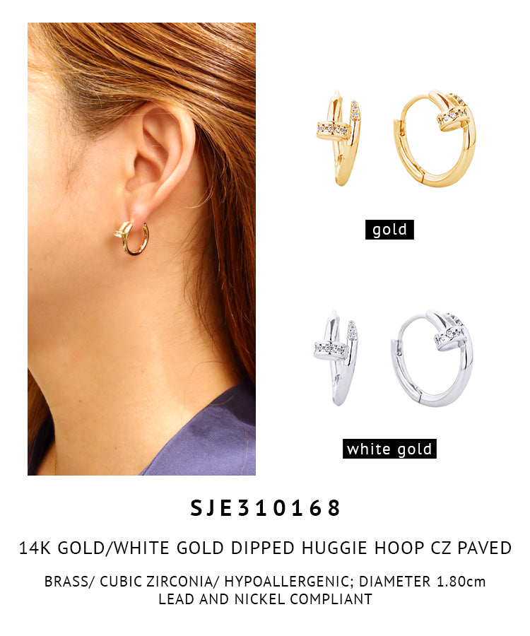 14K Gold Dipped Huggie Hoop Brass