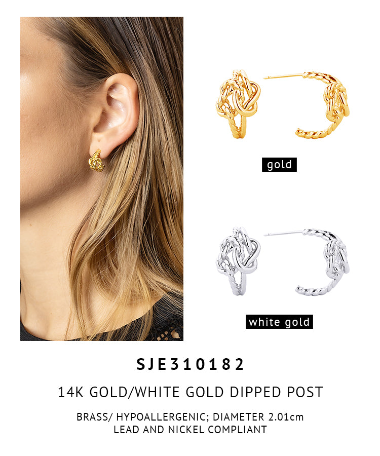 14K Gold Dipped Knot Post Back Earrings