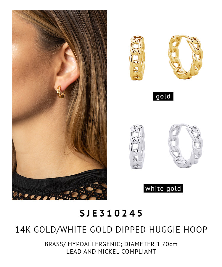14K Gold Dipped Huggie Hoop Brass