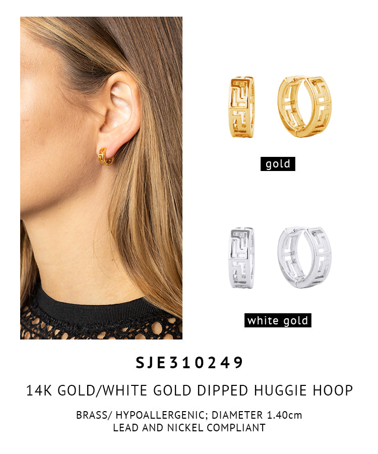14K Gold Dipped Huggie Hoop Brass