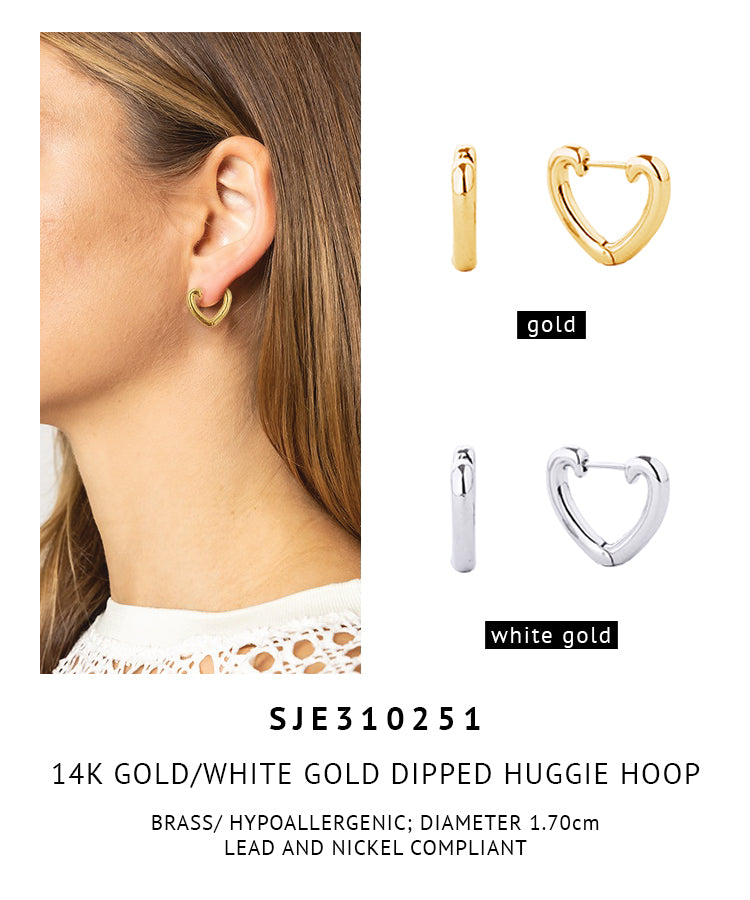 14K Gold Dipped Heart Hoop Earrings