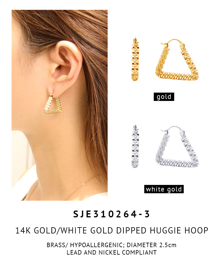 14K Gold Dipped Huggie Hoop Brass