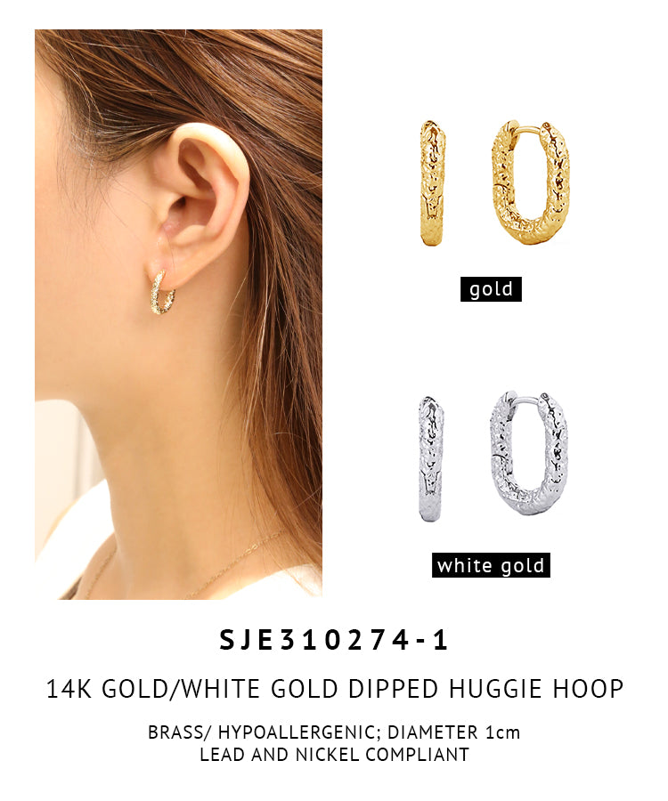14K Gold Dipped Huggie Hoop Brass