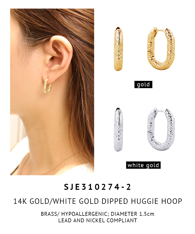 14K Gold Dipped Huggie Hoop Brass