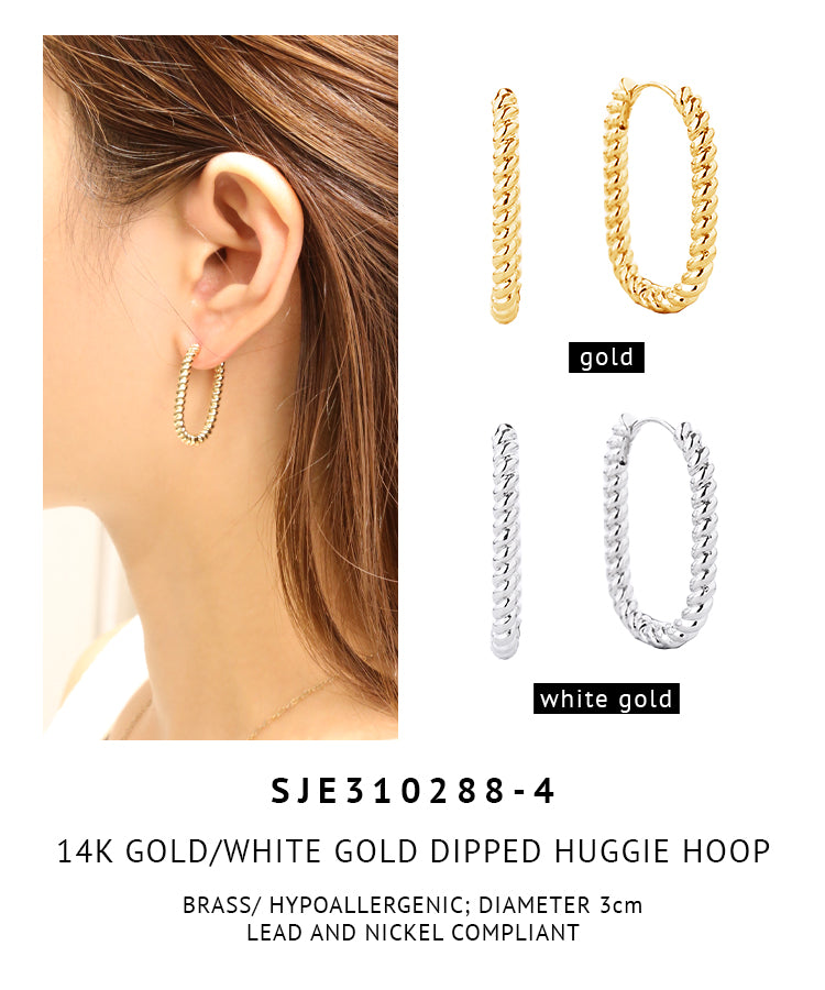 14K Gold Dipped Huggie Hoop Brass