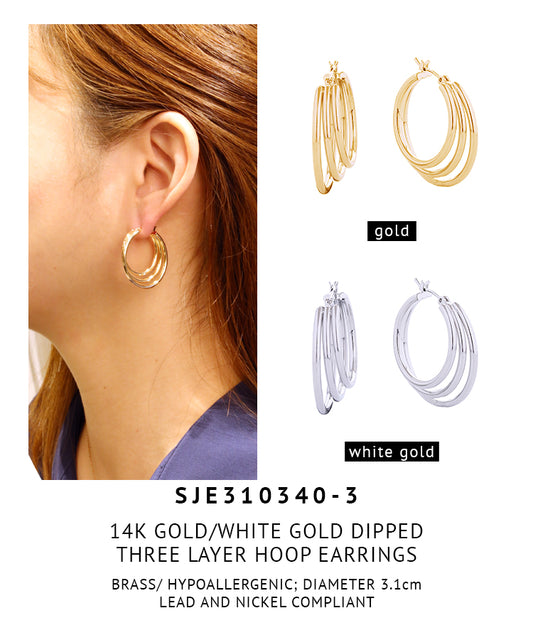 14K Gold Dipped Pin Catch Earrings