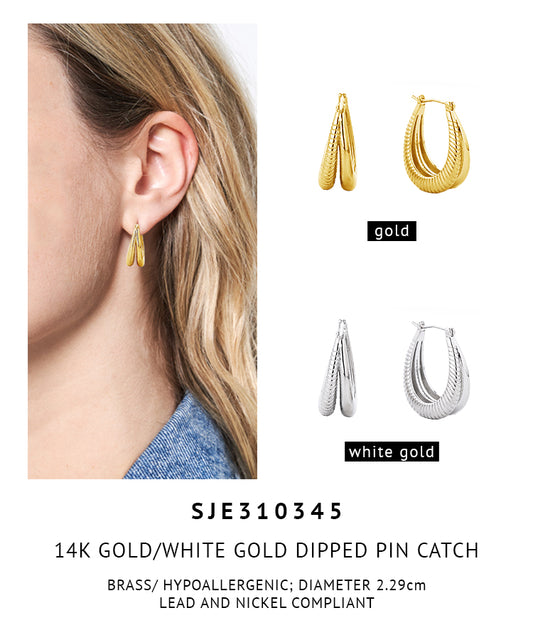 14K Gold Dipped Pin Catch Earrings