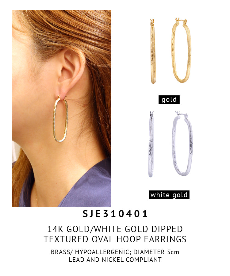 14K Gold Dipped Pin Catch Hoop Earrings